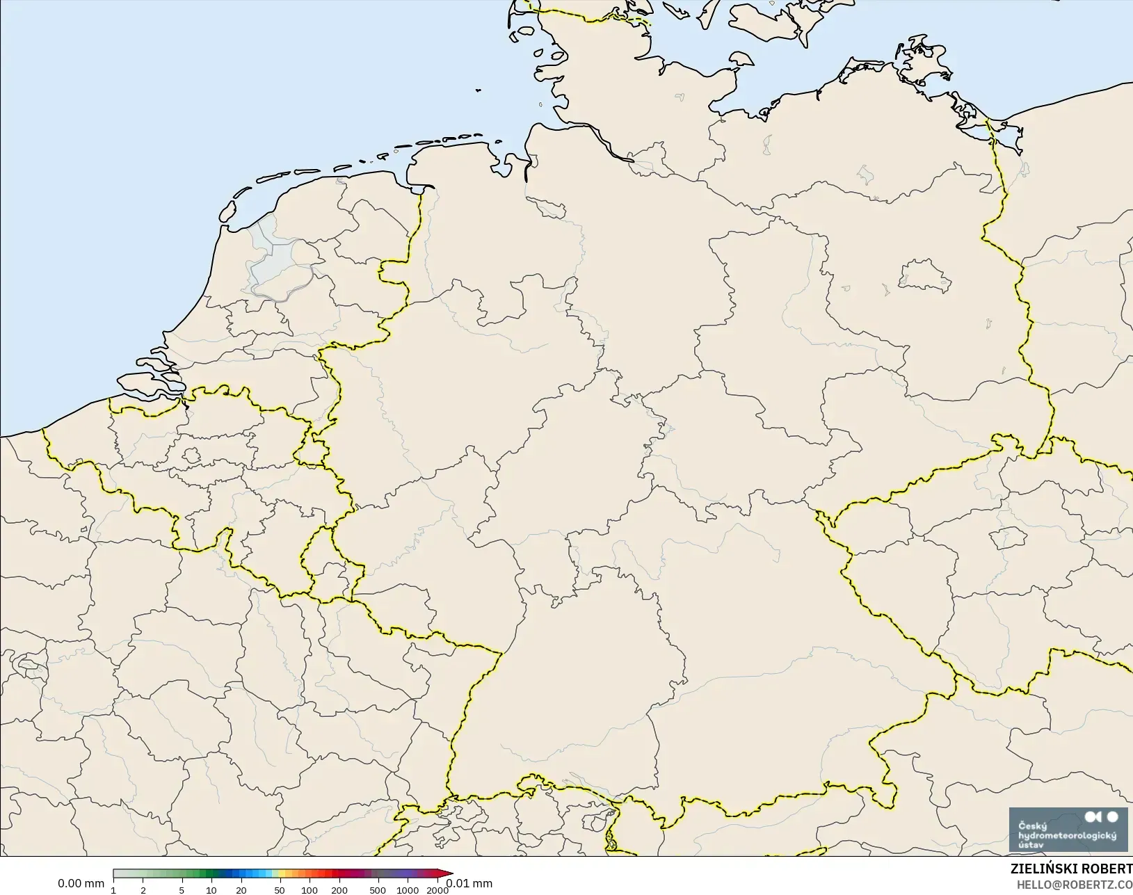 ALADIN CZ 2.3 km model - Germany, Precipitation Accumulation