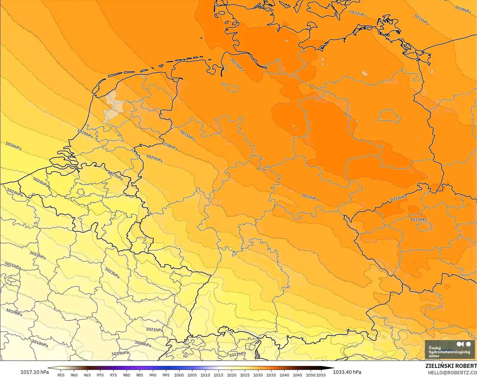ALADIN CZ 2.3 km model - Germany, Pressure
