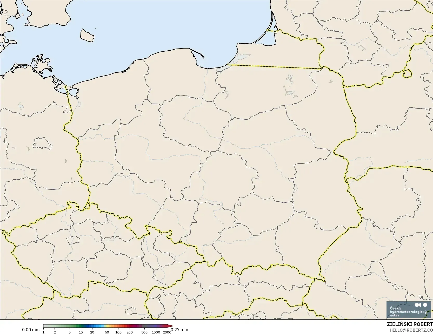 ALADIN CZ 2.3 km model - Poland, Precipitation Accumulation