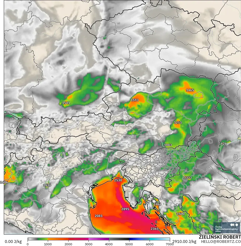 ALADIN CZ 2.3 km model - Austria, CAPE