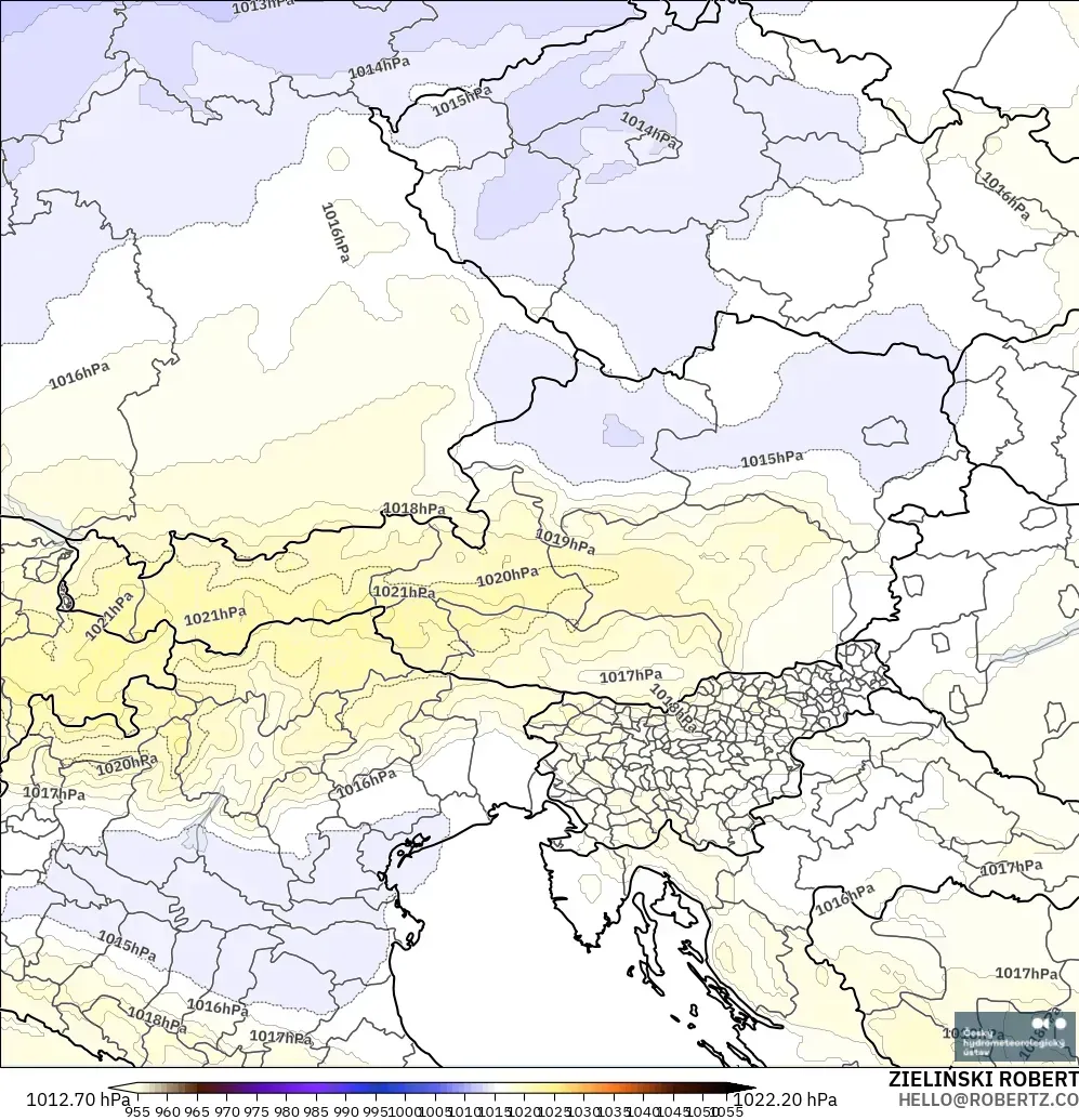 ALADIN CZ 2.3 km model - Austria, Tekanan