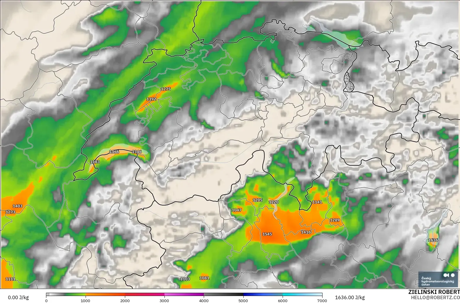 ALADIN CZ 2.3 km model - Swiss, CAPE