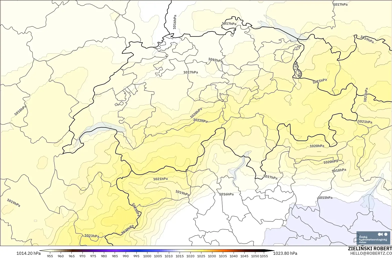 ALADIN CZ 2.3 km model - Swiss, Tekanan