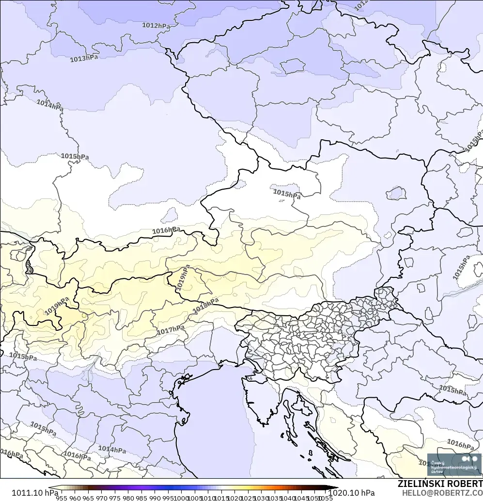 ALADIN CZ 2.3 km model - Austria, Tekanan