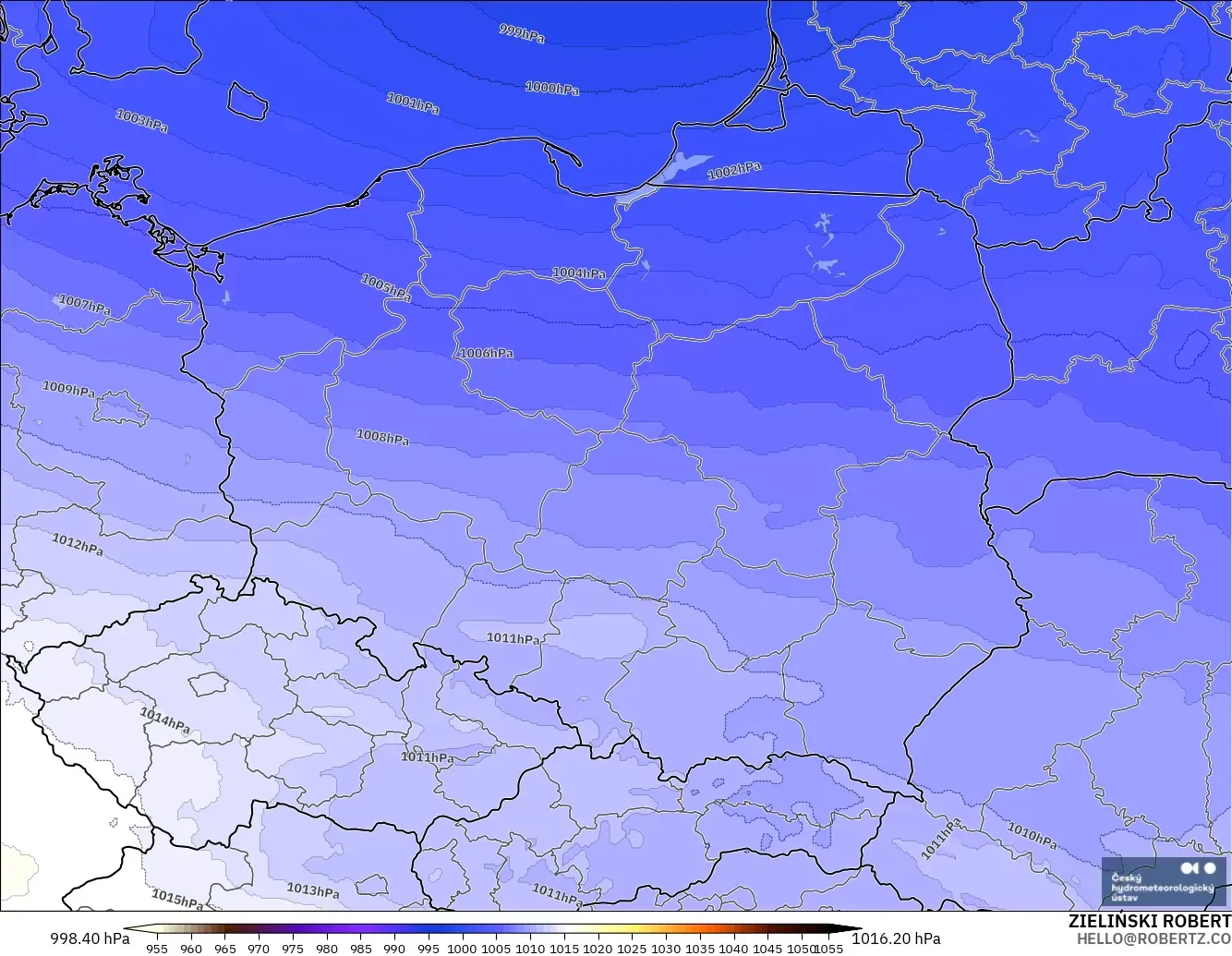 ALADIN CZ 2.3 km model - Poland, Pressure