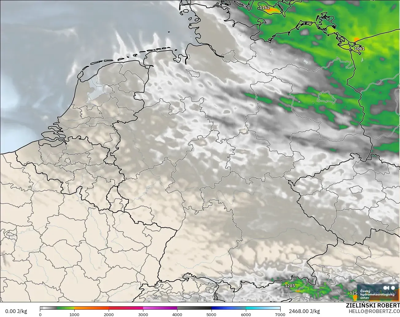 ALADIN CZ 2.3 km model - Germany, CAPE