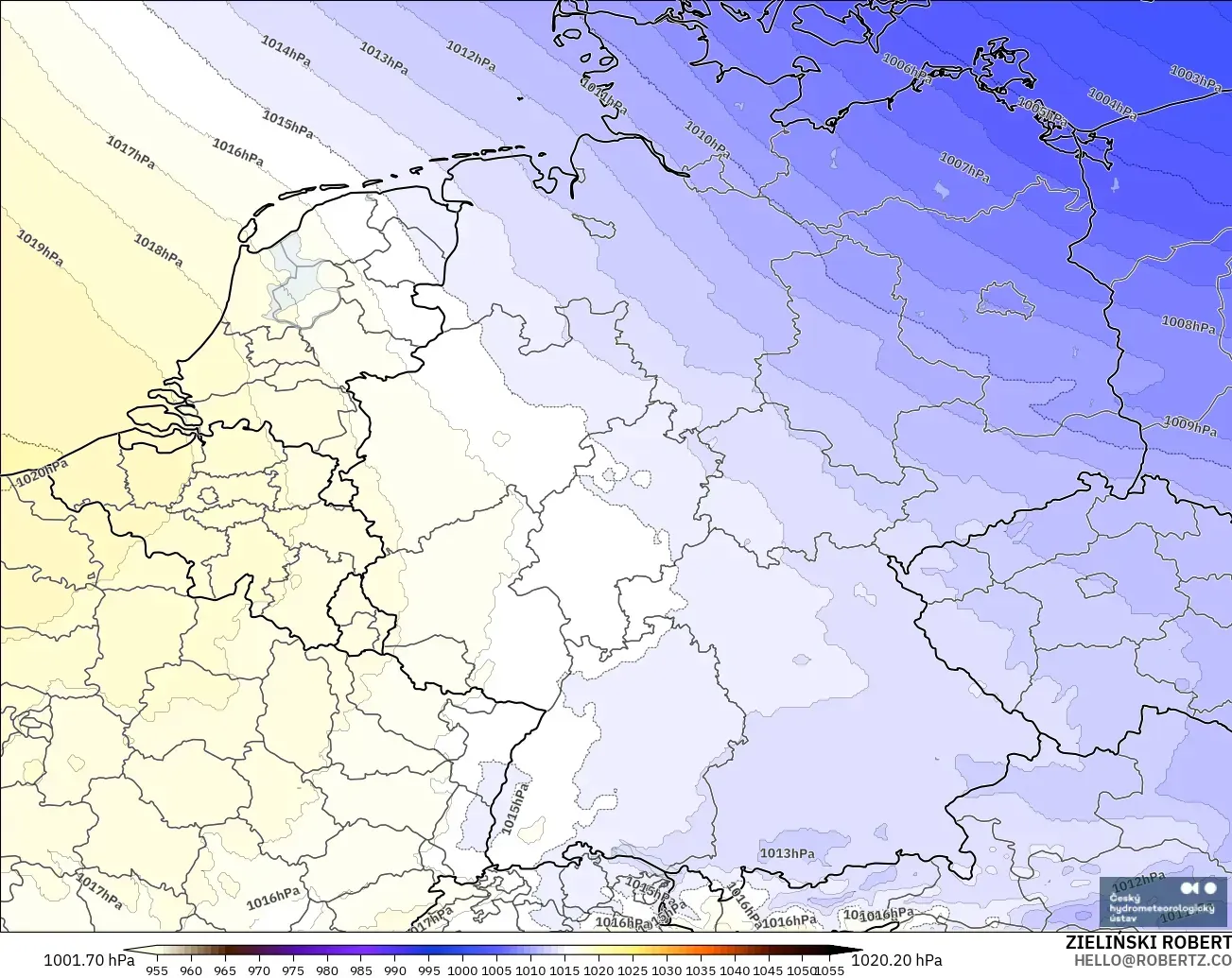ALADIN CZ 2.3 km model - Germany, Pressure