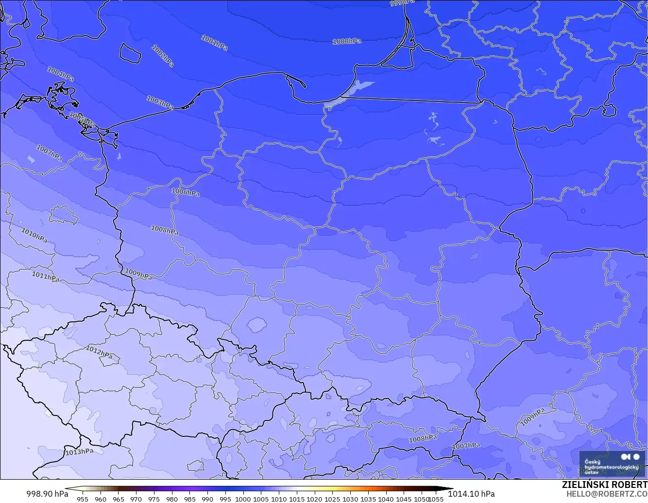 ALADIN CZ 2.3 km model - Poland, Pressure
