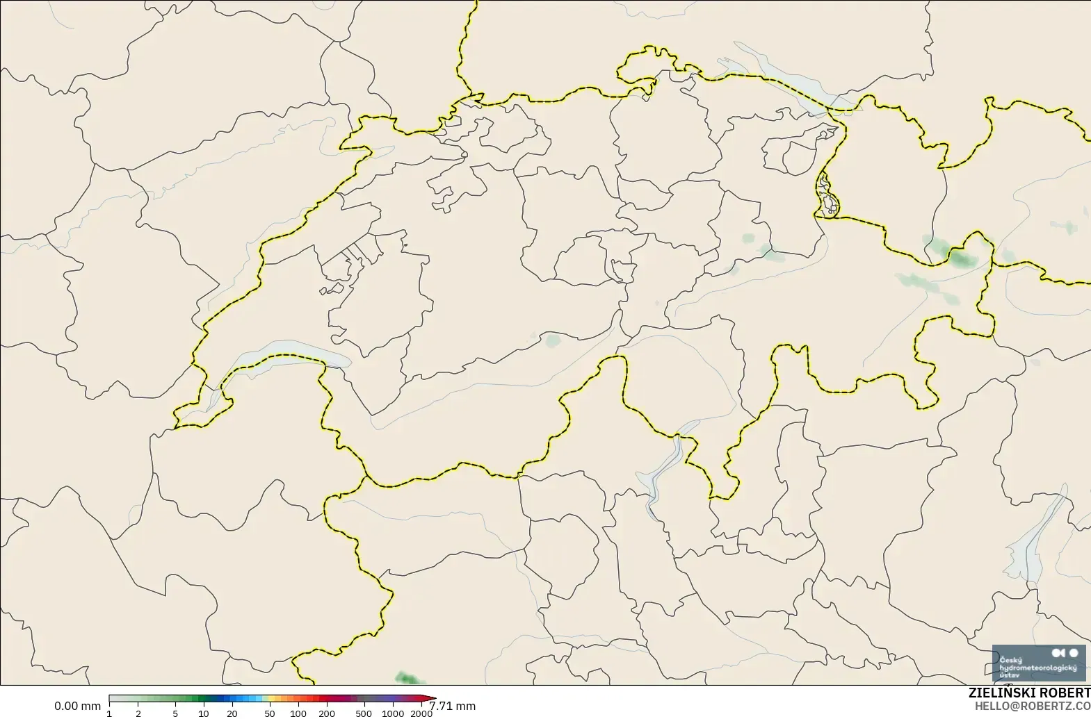 ALADIN CZ 2.3 km model - Switzerland, Precipitation Accumulation