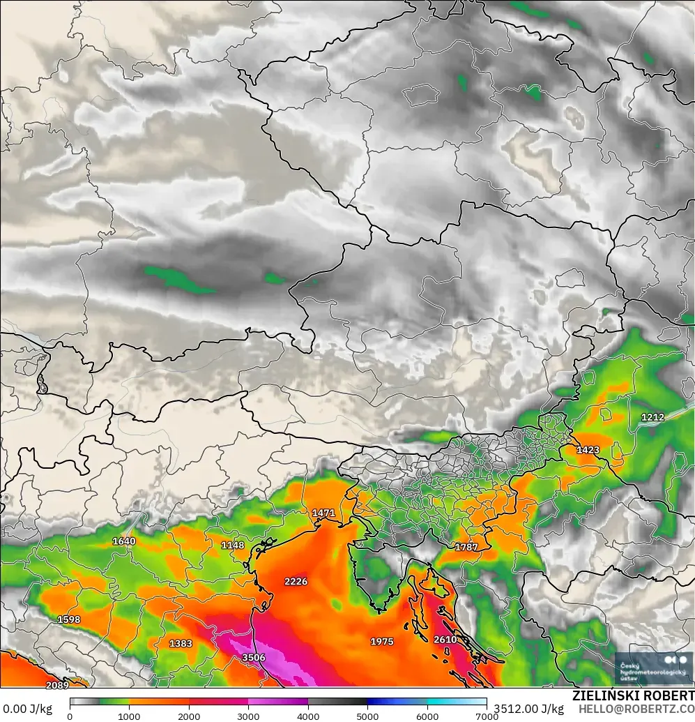 ALADIN CZ 2.3 km model - Austria, CAPE