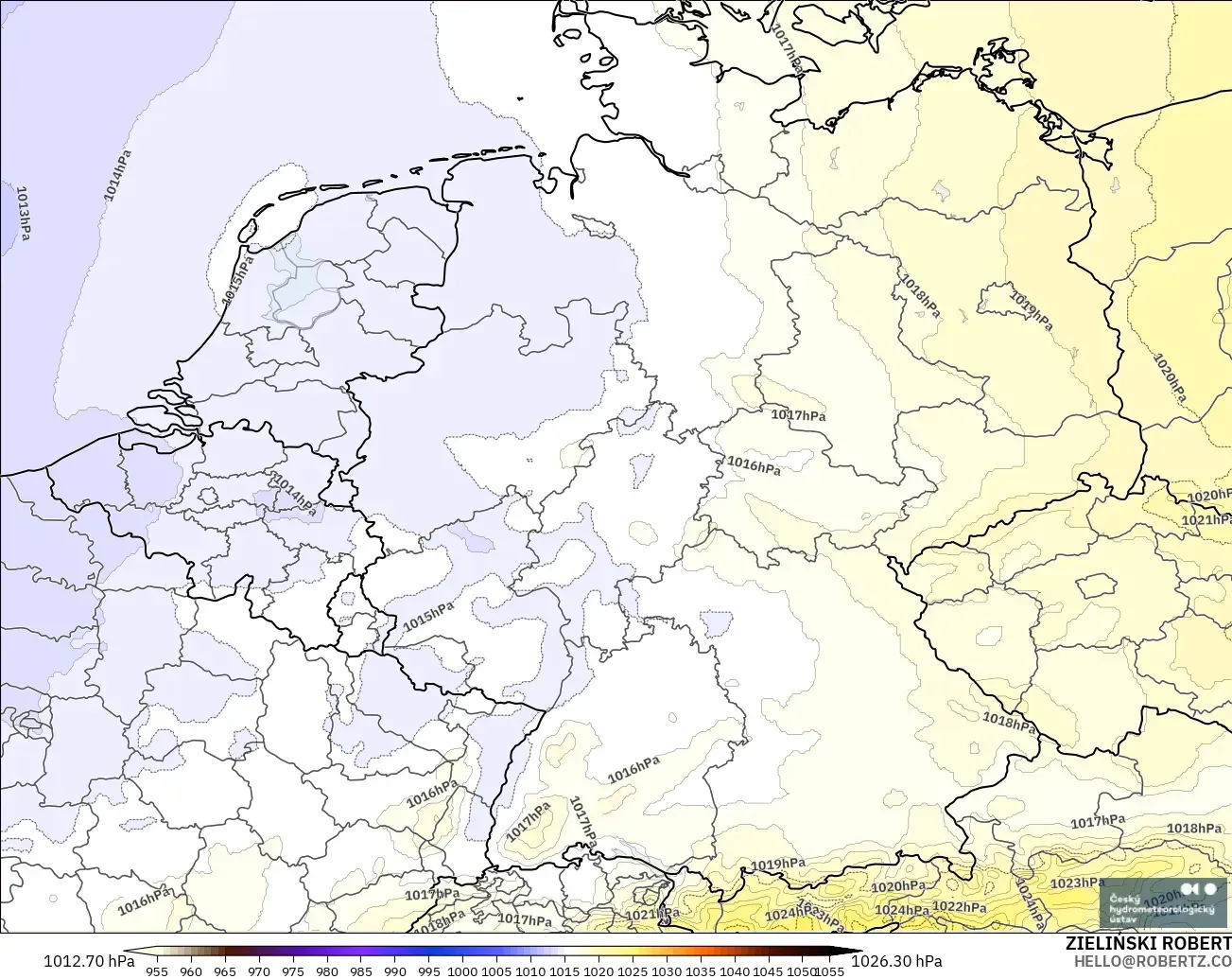 ALADIN CZ 2.3 km model - Germany, Pressure