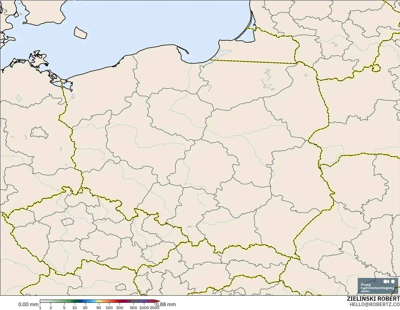 ALADIN CZ 2.3 km model - Poland, Precipitation Accumulation