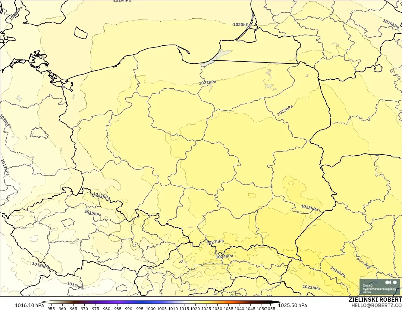 ALADIN CZ 2.3 km model - Poland, Pressure