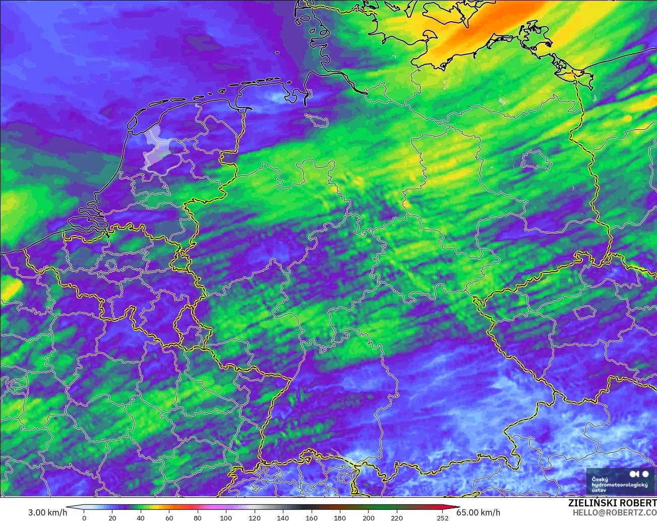 ALADIN CZ 2.3 km model - Germany, Wind Gusts
