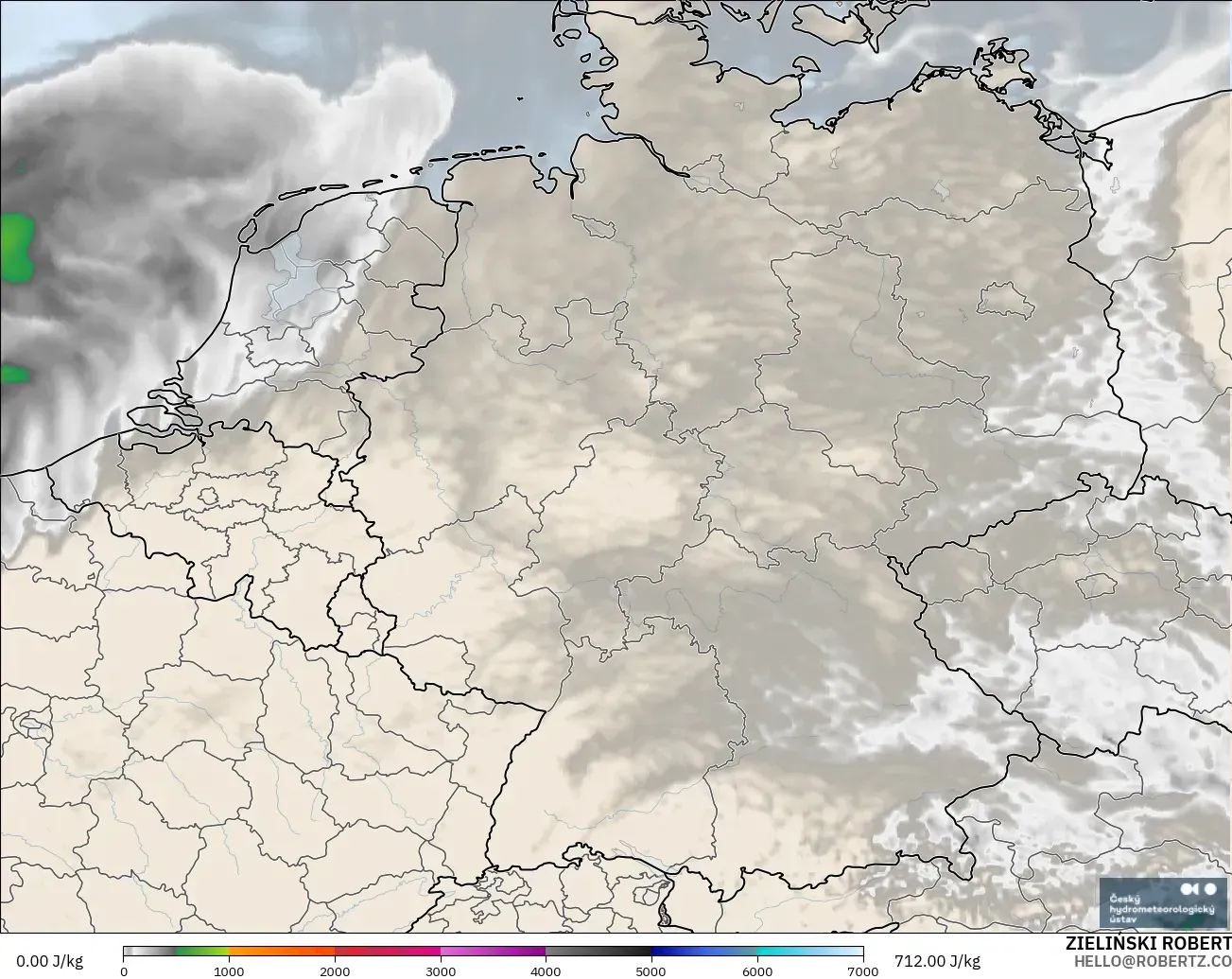 ALADIN CZ 2.3 km model - Germany, CAPE