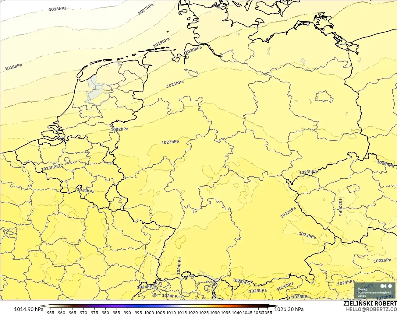 ALADIN CZ 2.3 km model - Germany, Pressure