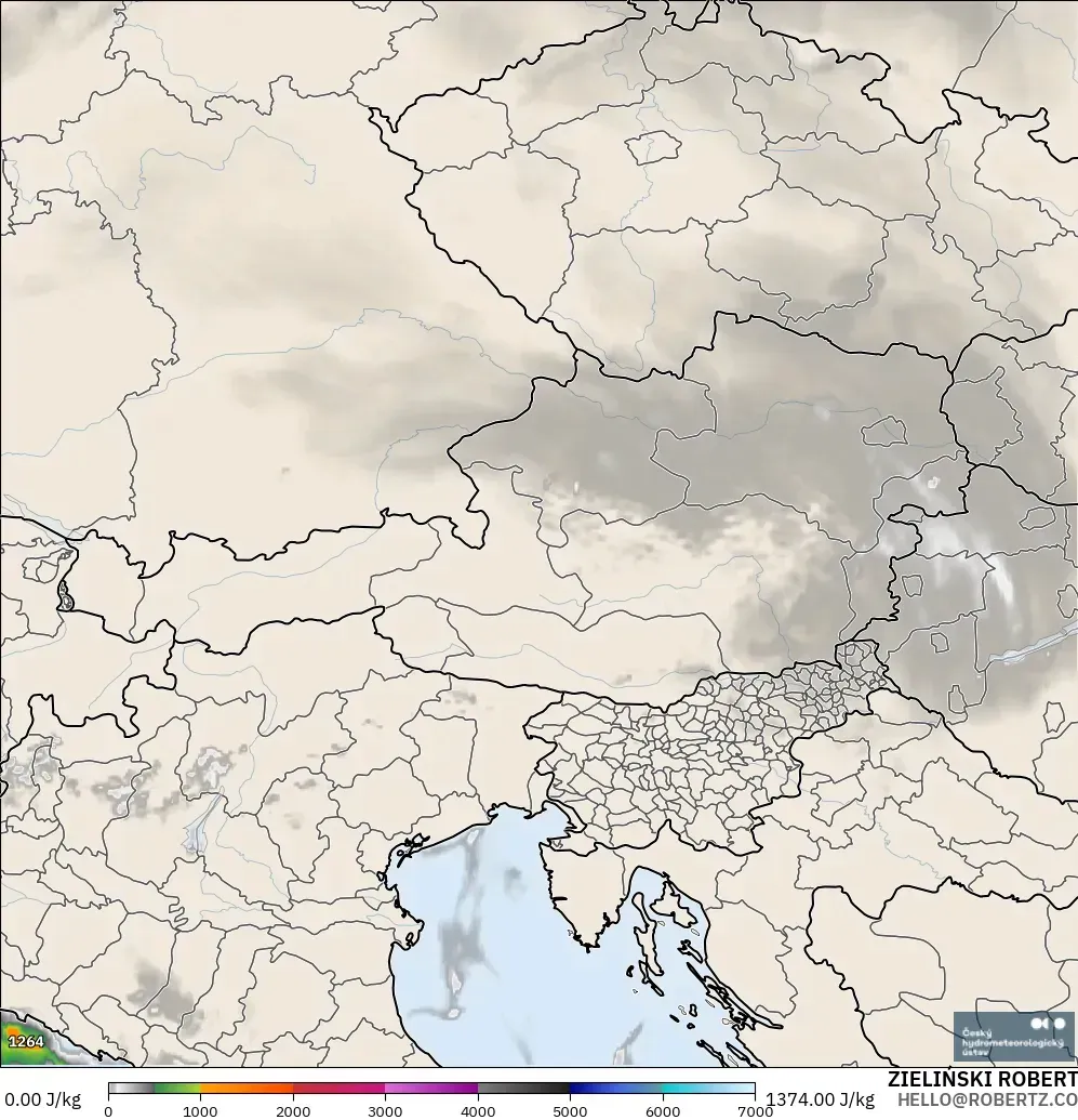 ALADIN CZ 2.3 km model - Austria, CAPE