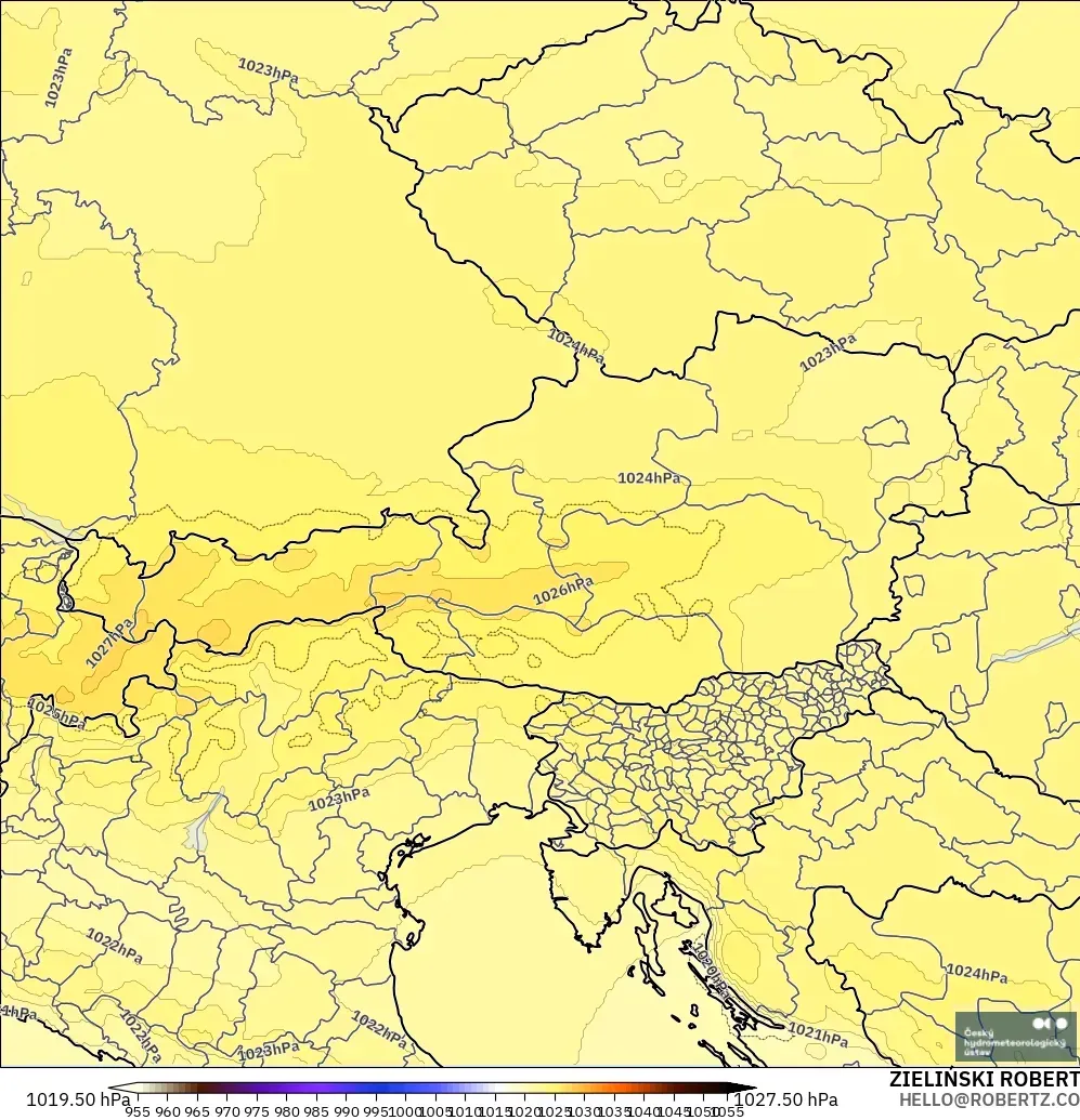 ALADIN CZ 2.3 km model - Austria, Pressure
