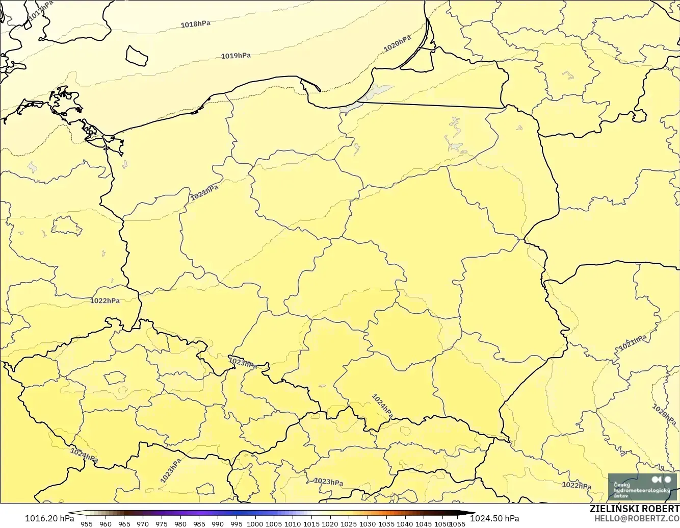 ALADIN CZ 2.3 km model - Poland, Pressure