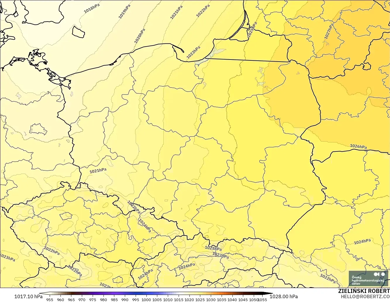 ALADIN CZ 2.3 km model - Poland, Pressure