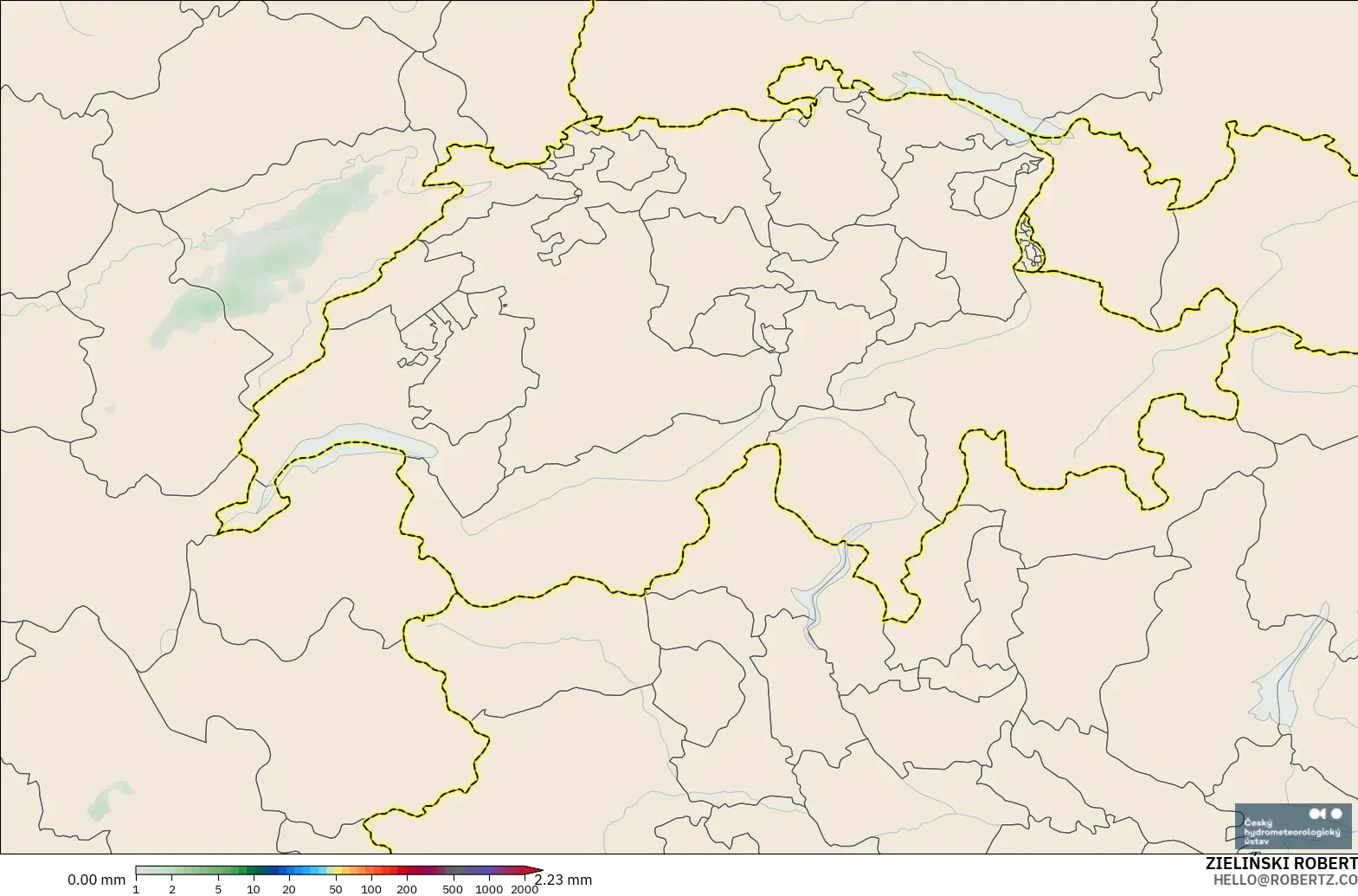 ALADIN CZ 2.3 km model - Switzerland, Precipitation Accumulation