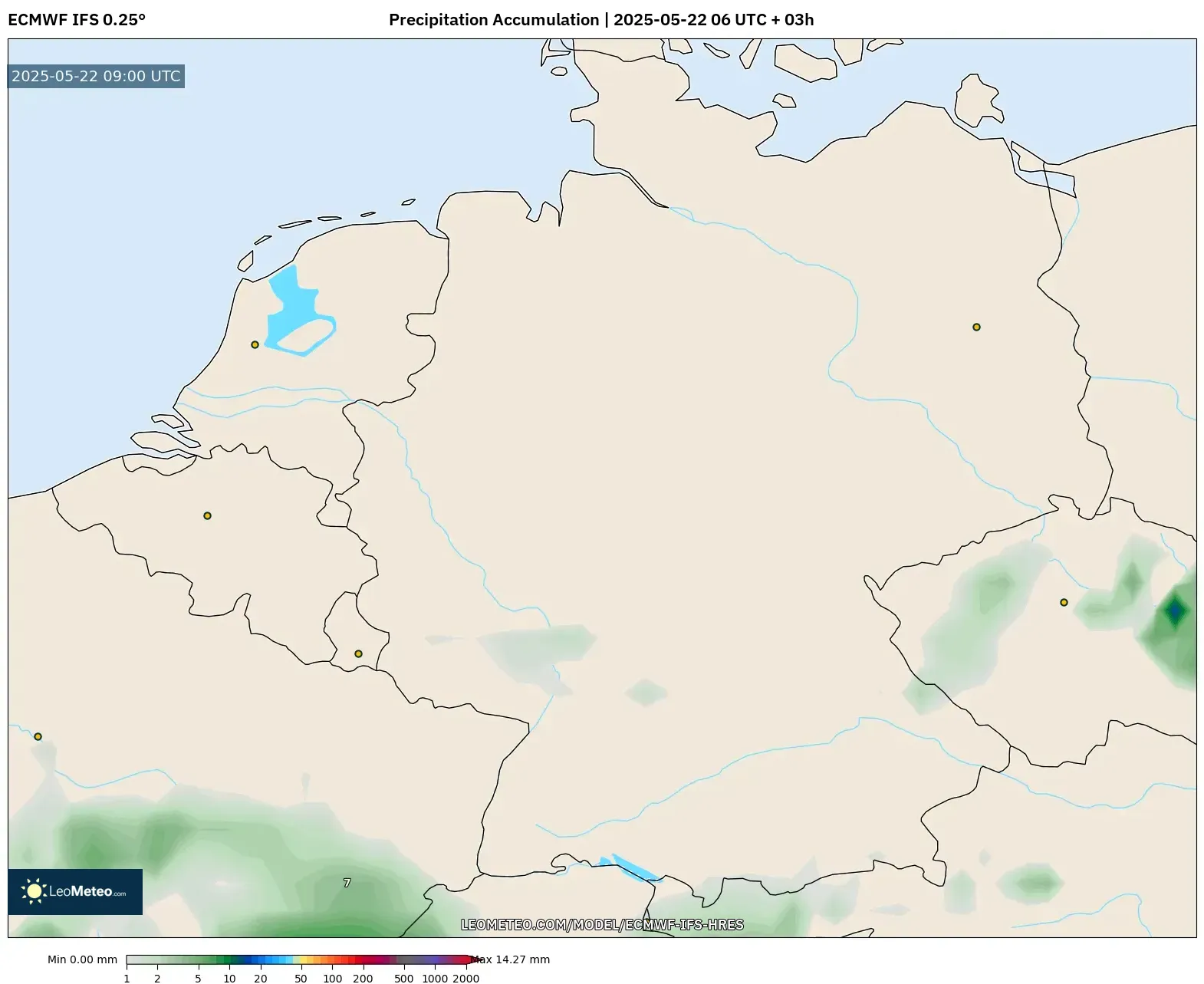 ECMWF IFS 0.25° model - Germany, Precipitation Accumulation ECMWF IFS 0.25° model - Germany, Precipitation Accumulation