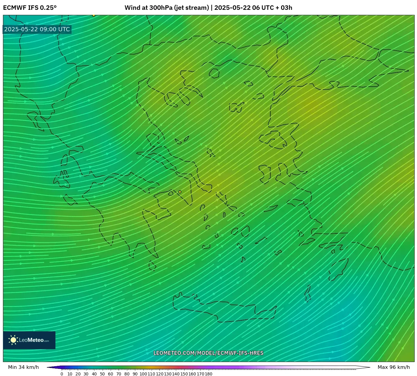 ECMWF IFS 0.25° model - Greece, Wind at 300hPa (jet stream) ECMWF IFS 0.25° model - Greece, Wind at 300hPa (jet stream)