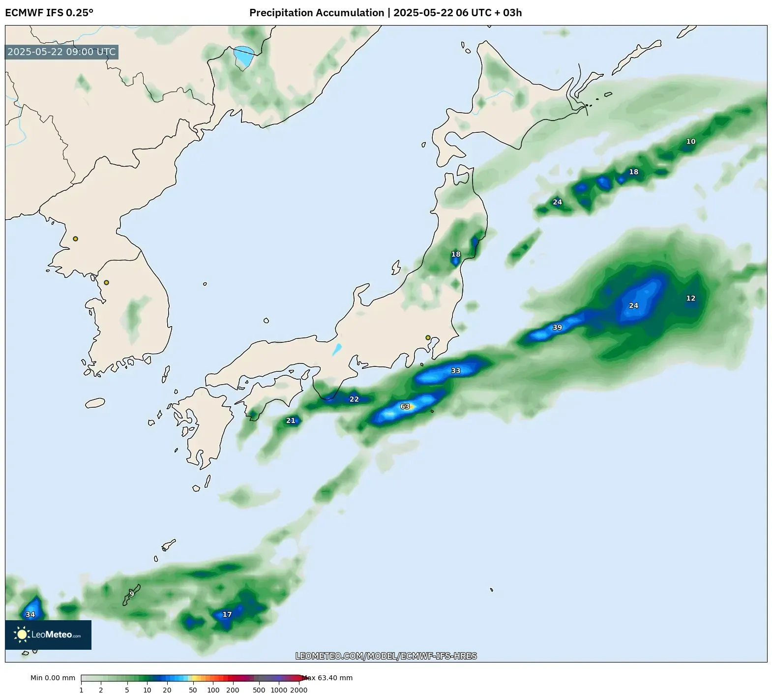 ECMWF IFS 0.25° model - Japan, Precipitation Accumulation ECMWF IFS 0.25° model - Japan, Precipitation Accumulation