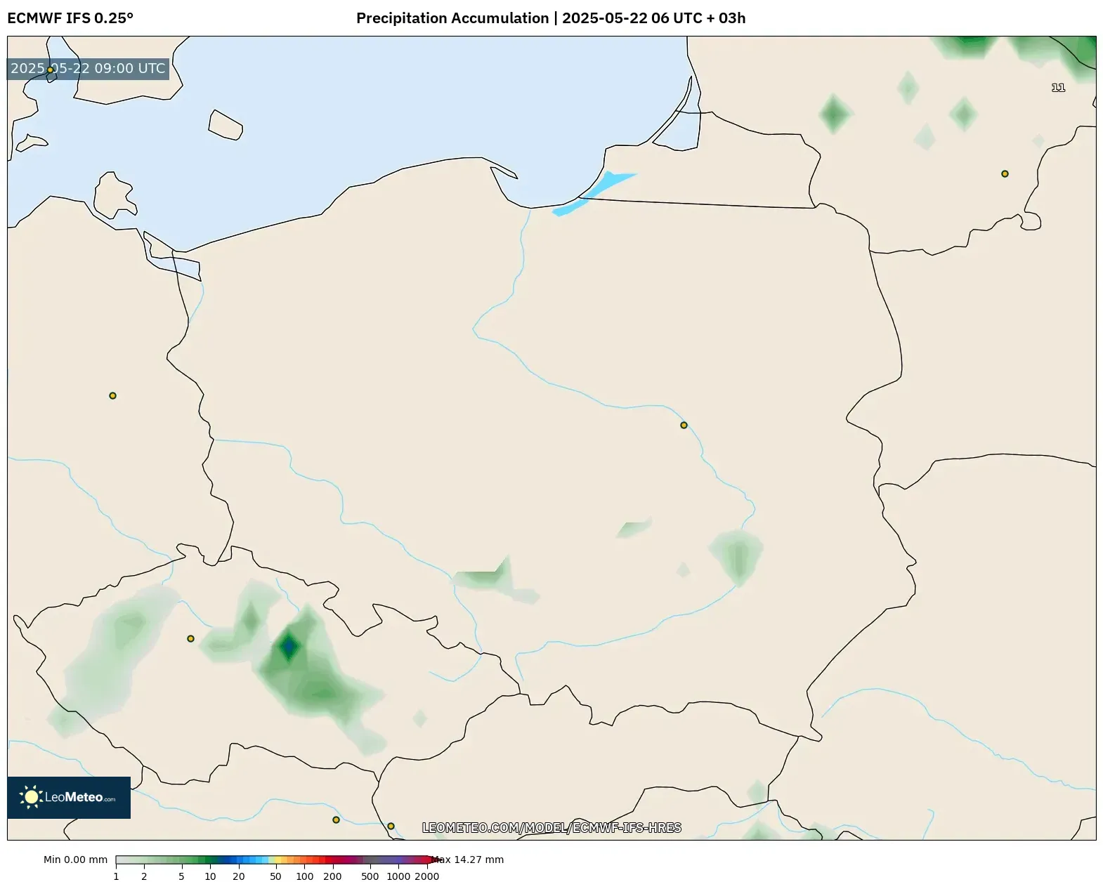 ECMWF IFS 0.25° model - Poland, Precipitation Accumulation ECMWF IFS 0.25° model - Poland, Precipitation Accumulation
