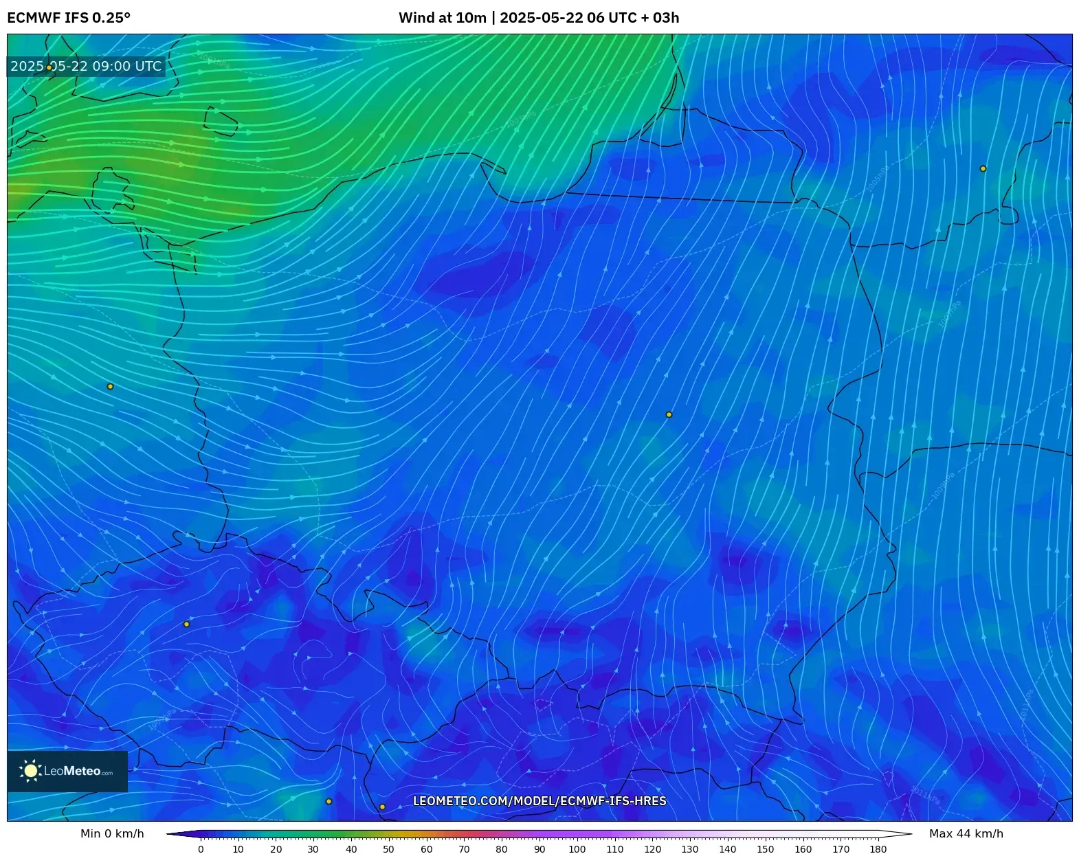 ECMWF IFS 0.25° model - Poland, Wind at 10m ECMWF IFS 0.25° model - Poland, Wind at 10m
