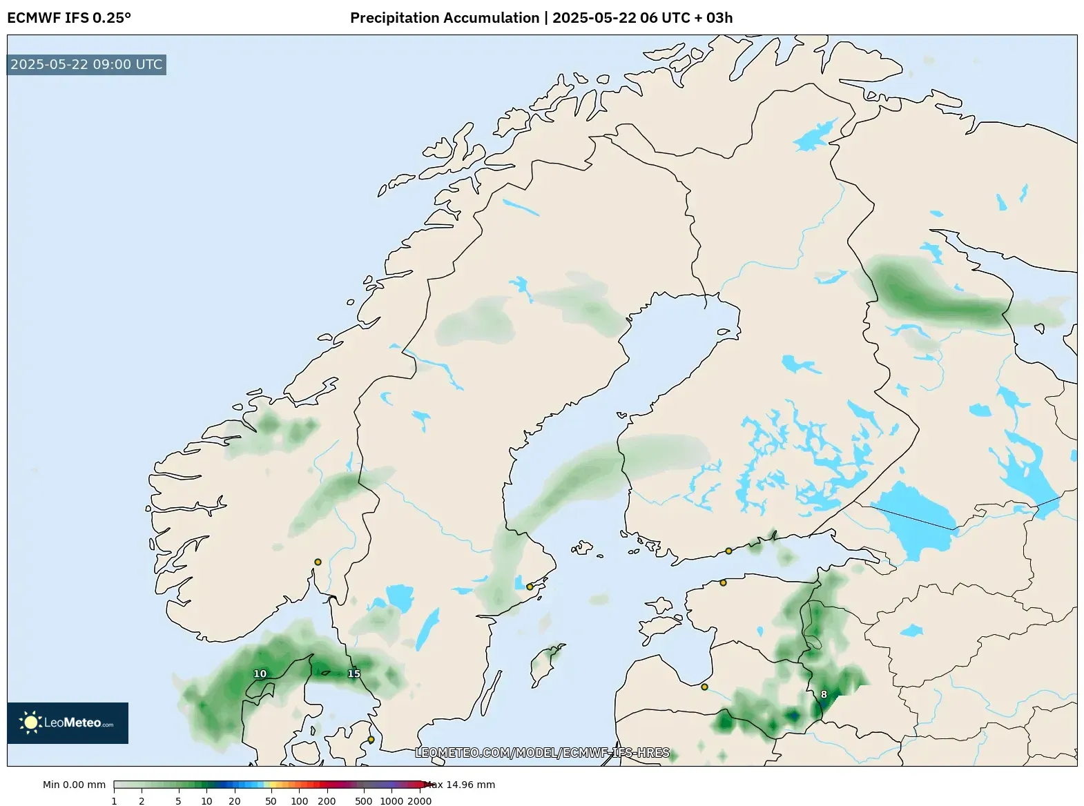 ECMWF IFS 0.25° model - Scandinavia, Precipitation Accumulation ECMWF IFS 0.25° model - Scandinavia, Precipitation Accumulation