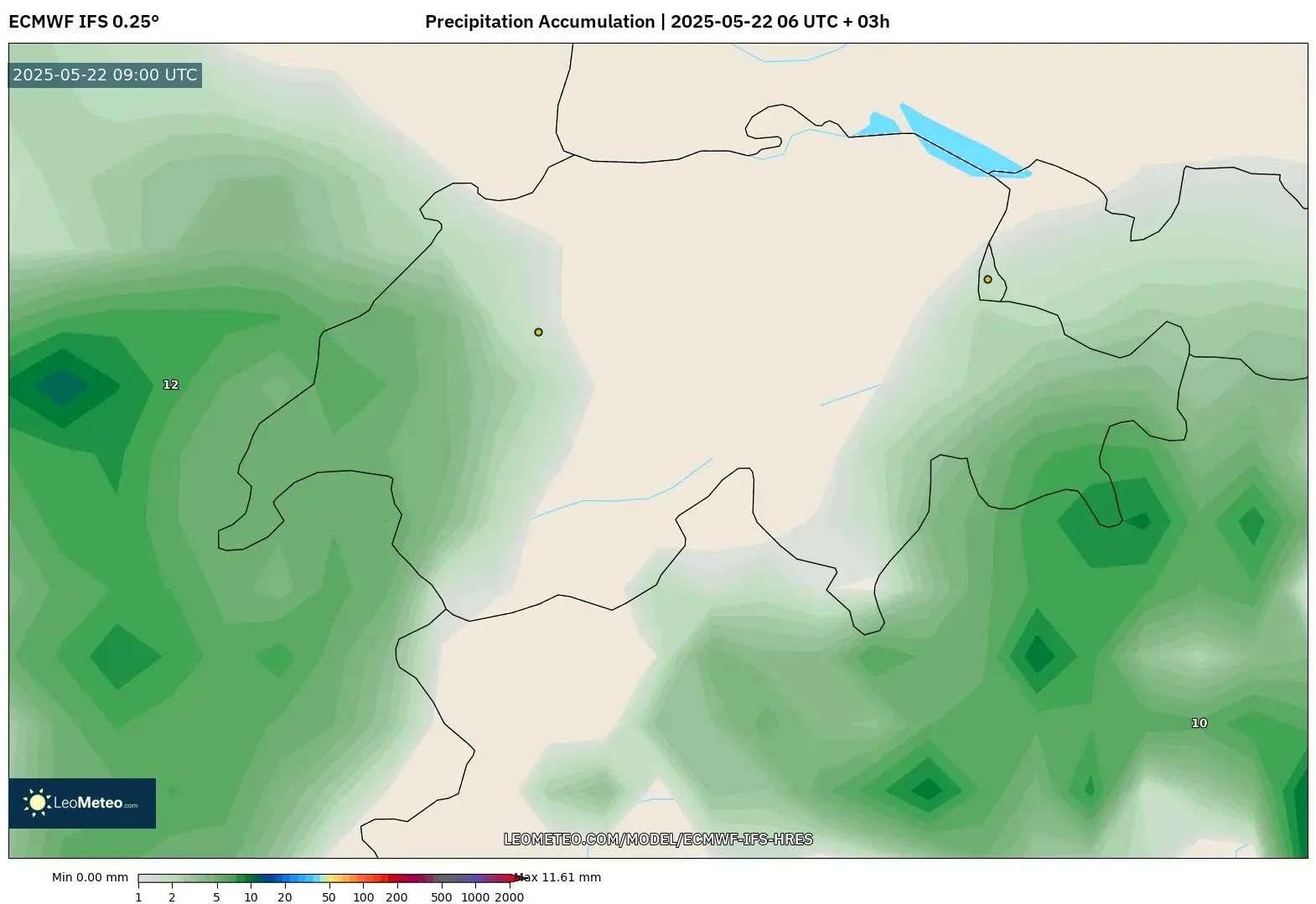 ECMWF IFS 0.25° model - Switzerland, Precipitation Accumulation ECMWF IFS 0.25° model - Switzerland, Precipitation Accumulation