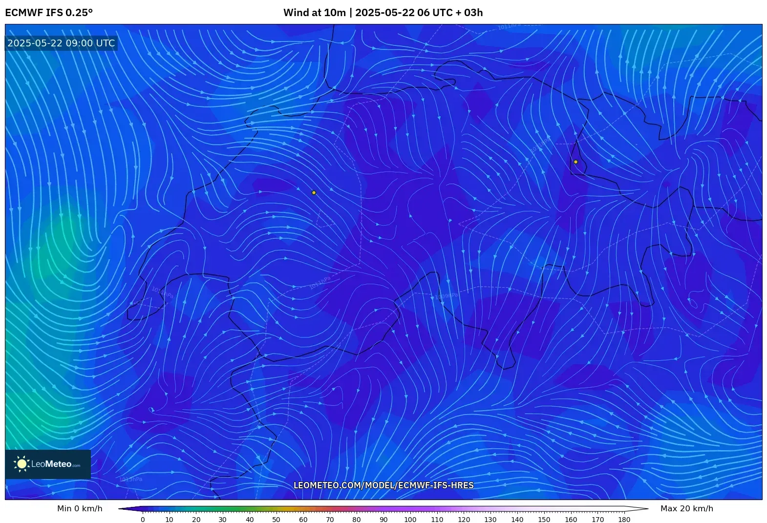 ECMWF IFS 0.25° model - Switzerland, Wind at 10m ECMWF IFS 0.25° model - Switzerland, Wind at 10m
