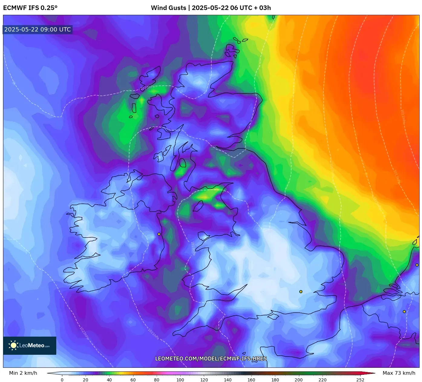 ECMWF IFS 0.25° model - United Kingdom, Wind Gusts ECMWF IFS 0.25° model - United Kingdom, Wind Gusts
