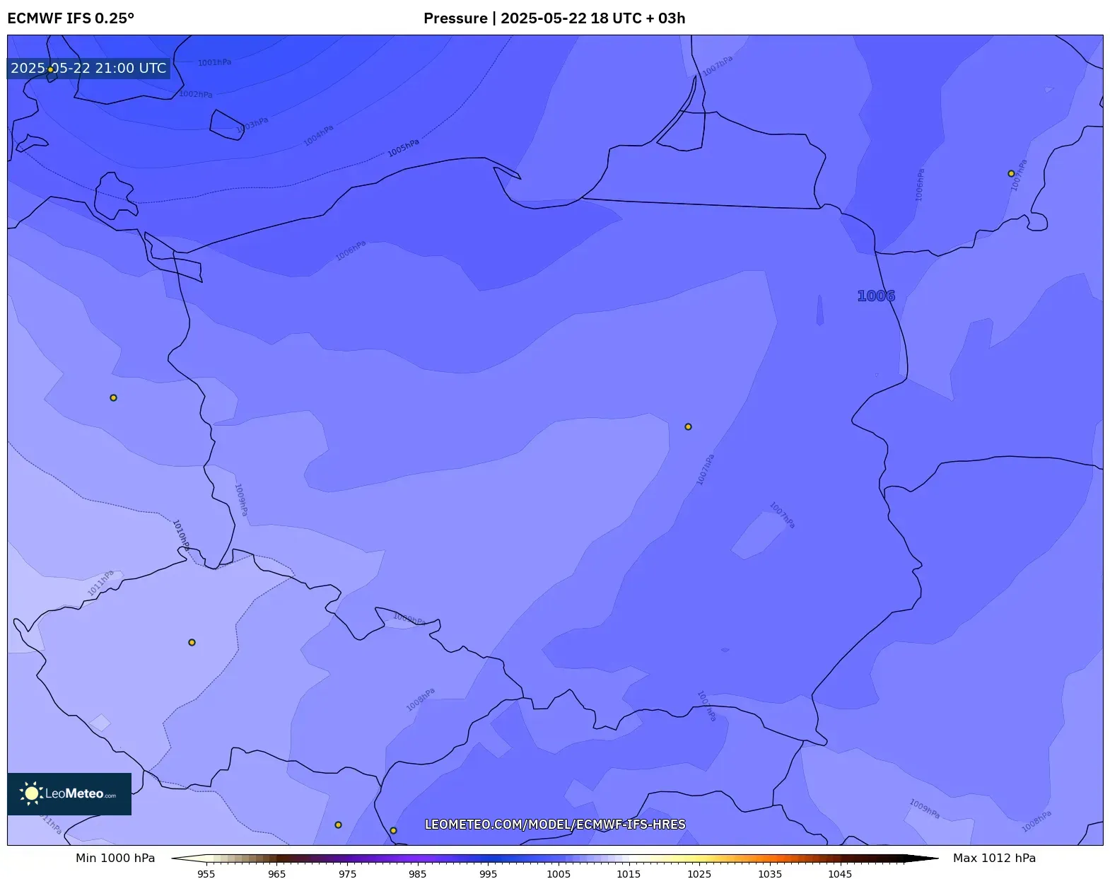 ECMWF IFS 0.25° model - Poland, Pressure ECMWF IFS 0.25° model - Poland, Pressure