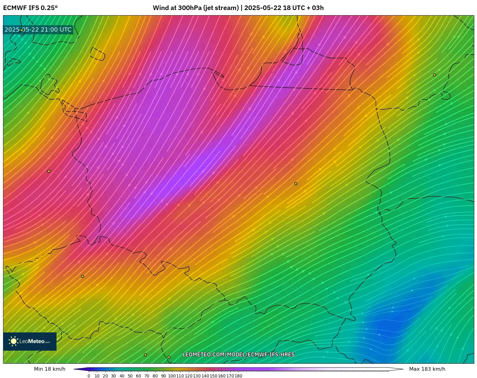ECMWF IFS 0.25° model - Poland, Wind at 300hPa (jet stream) ECMWF IFS 0.25° model - Poland, Wind at 300hPa (jet stream)