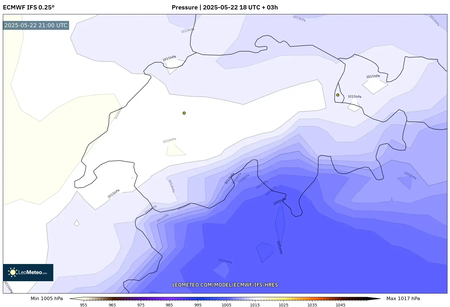 ECMWF IFS 0.25° model - Switzerland, Pressure ECMWF IFS 0.25° model - Switzerland, Pressure