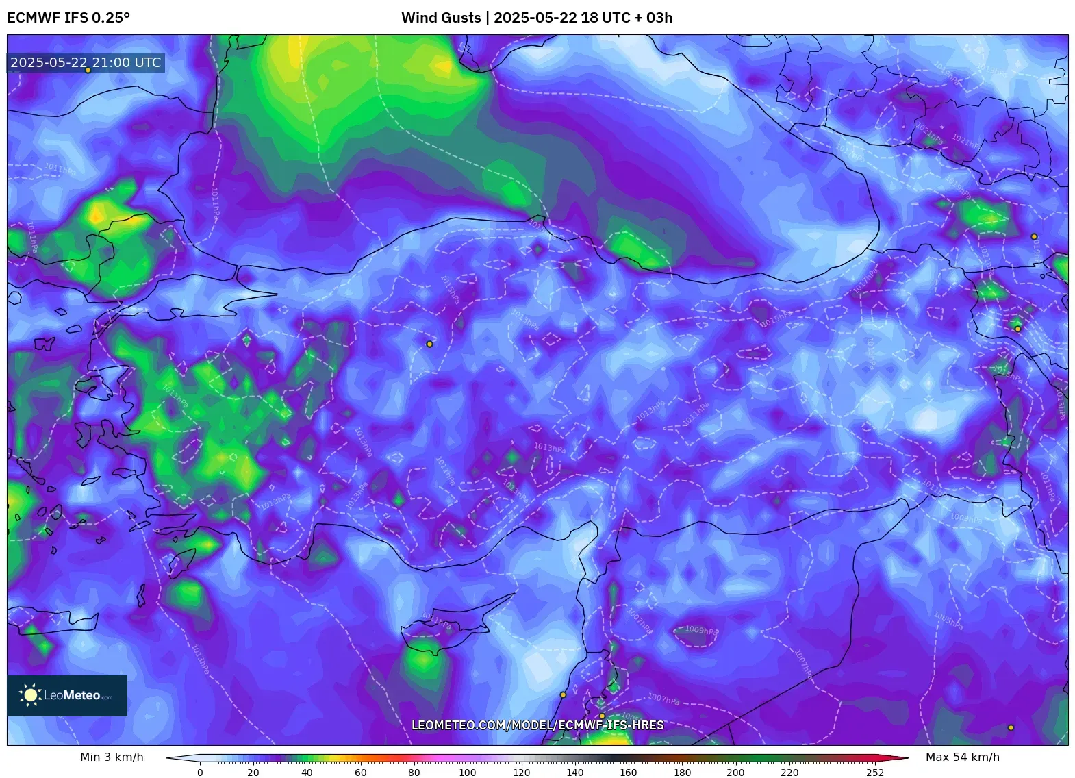 ECMWF IFS 0.25° model - Turkey, Wind Gusts ECMWF IFS 0.25° model - Turkey, Wind Gusts