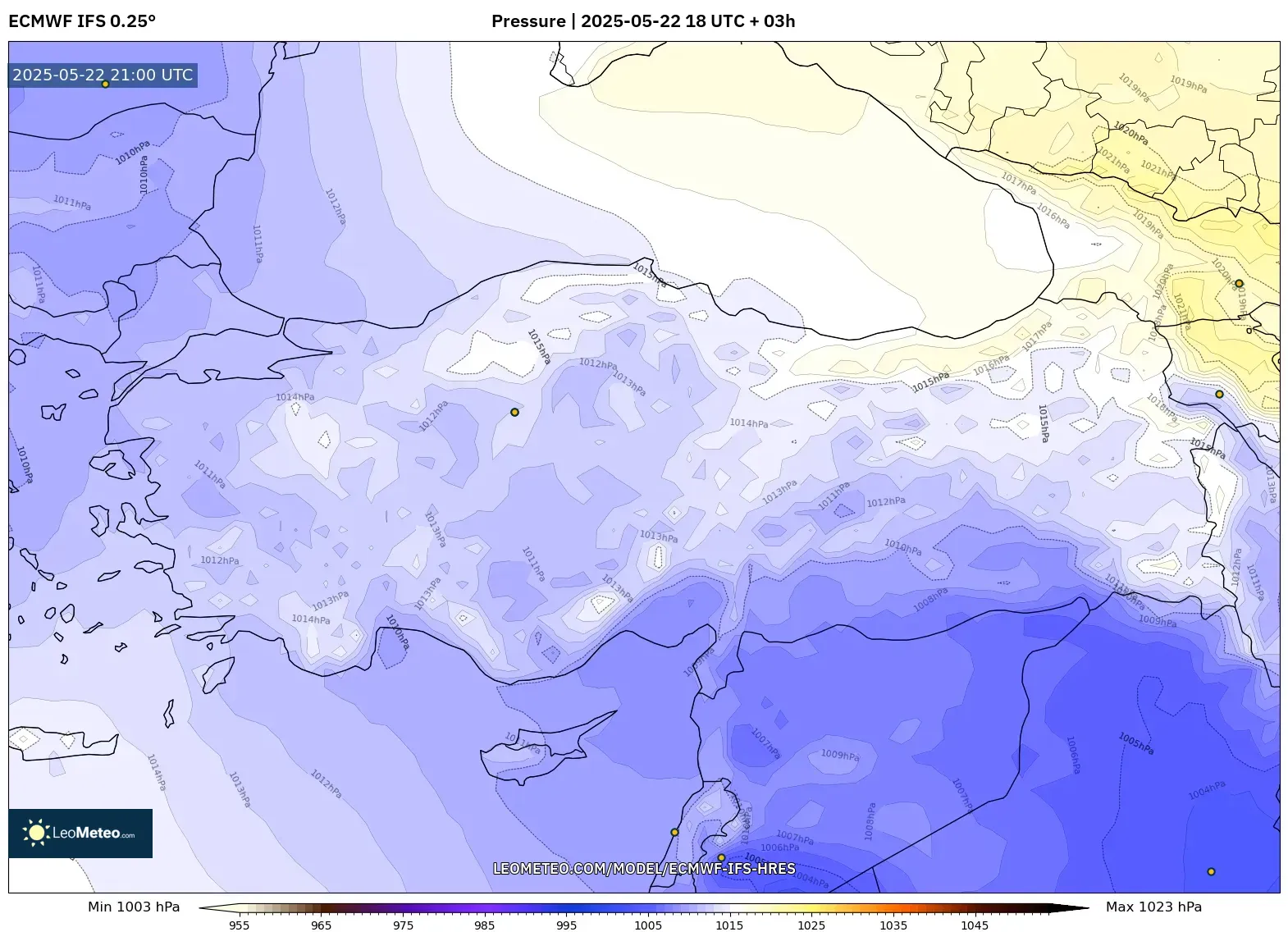 ECMWF IFS 0.25° model - Turkey, Pressure ECMWF IFS 0.25° model - Turkey, Pressure
