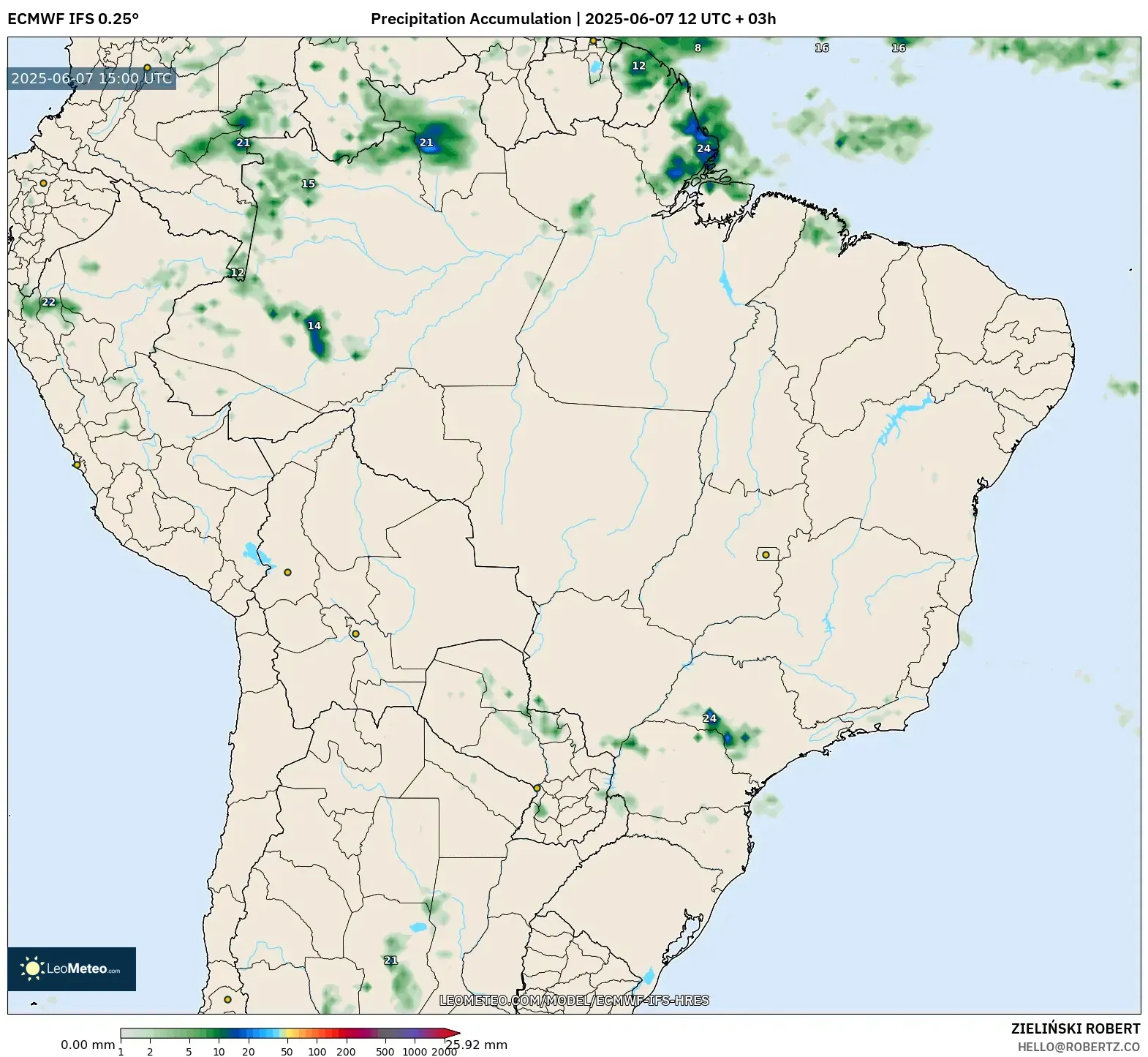 ECMWF IFS 0.25° model - Brasil, Akumulasi Curah Hujan ECMWF IFS 0.25° model - Brasil, Akumulasi Curah Hujan