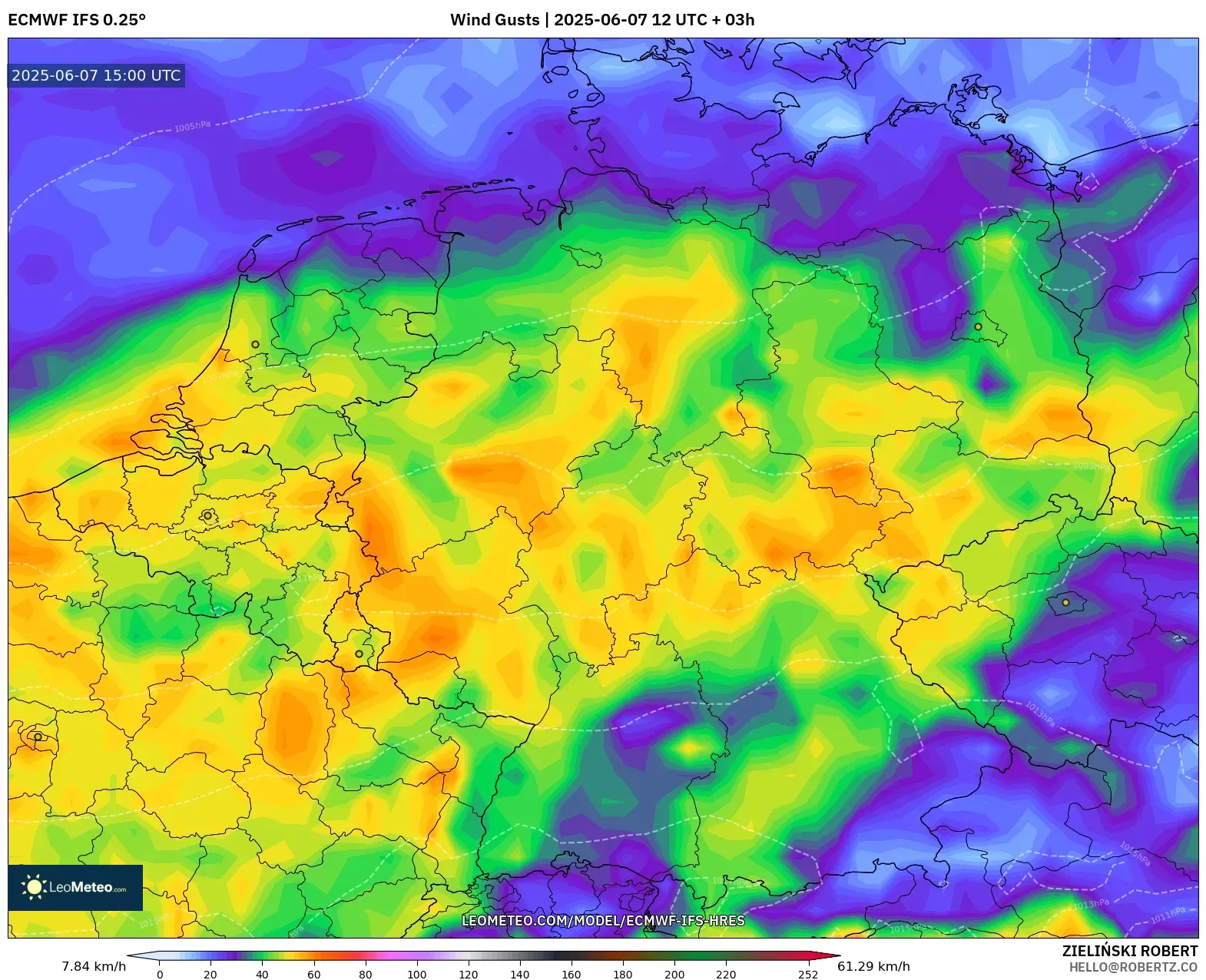 ECMWF IFS 0.25° model - Jerman, Hembusan Angin ECMWF IFS 0.25° model - Jerman, Hembusan Angin