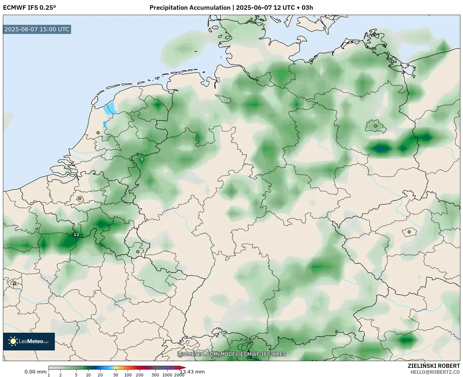 ECMWF IFS 0.25° model - Jerman, Akumulasi Curah Hujan ECMWF IFS 0.25° model - Jerman, Akumulasi Curah Hujan