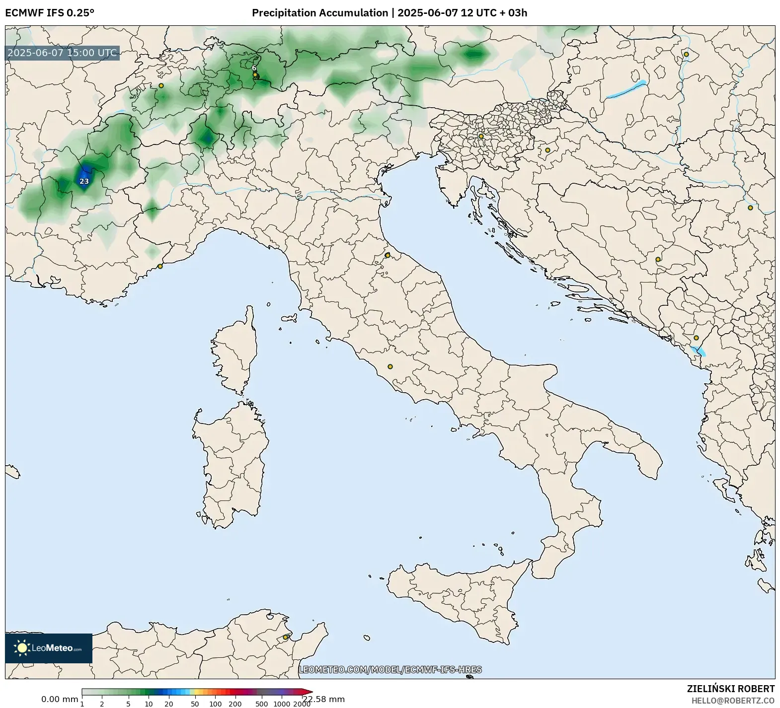 ECMWF IFS 0.25° model - Italia, Akumulasi Curah Hujan ECMWF IFS 0.25° model - Italia, Akumulasi Curah Hujan