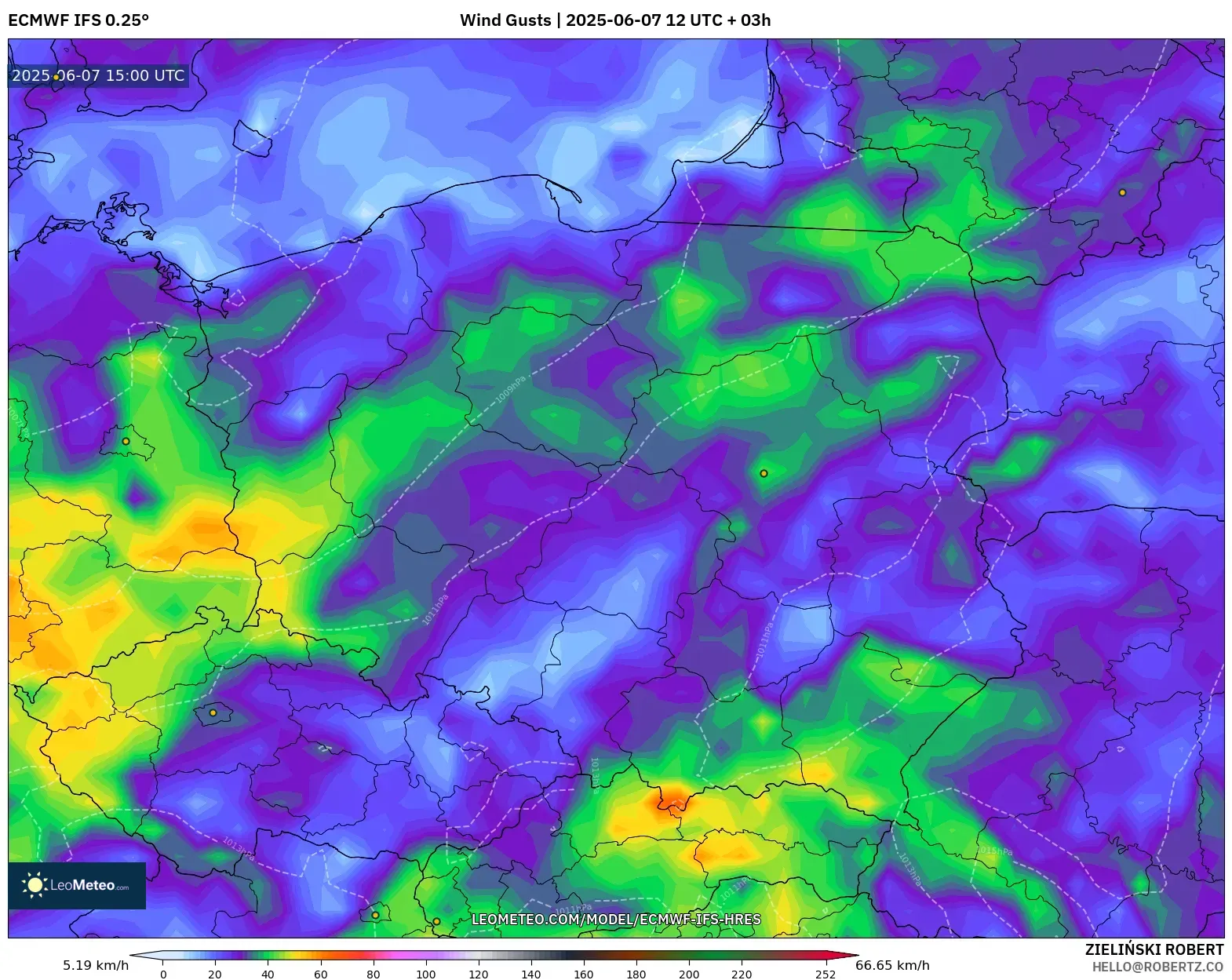 ECMWF IFS 0.25° model - Polandia, Hembusan Angin ECMWF IFS 0.25° model - Polandia, Hembusan Angin