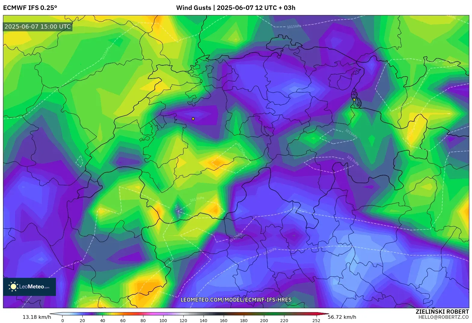 ECMWF IFS 0.25° model - Swiss, Hembusan Angin ECMWF IFS 0.25° model - Swiss, Hembusan Angin