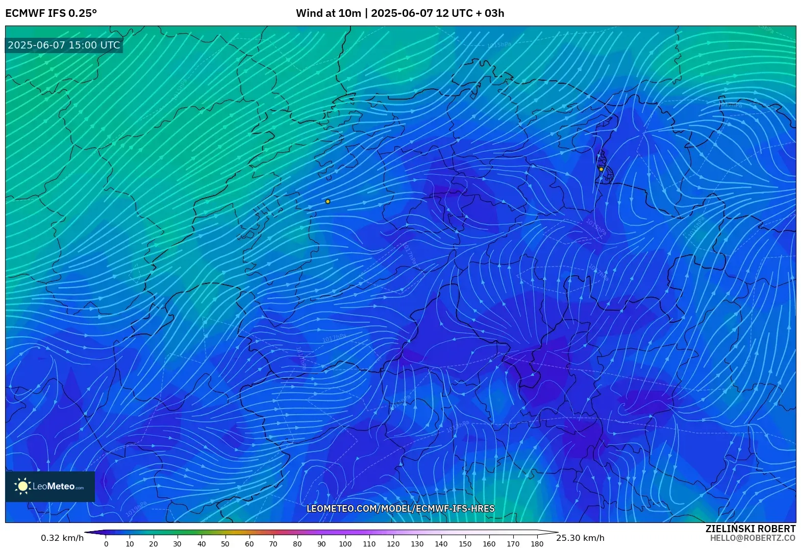 ECMWF IFS 0.25° model - Swiss, Angin 10 m ECMWF IFS 0.25° model - Swiss, Angin 10 m