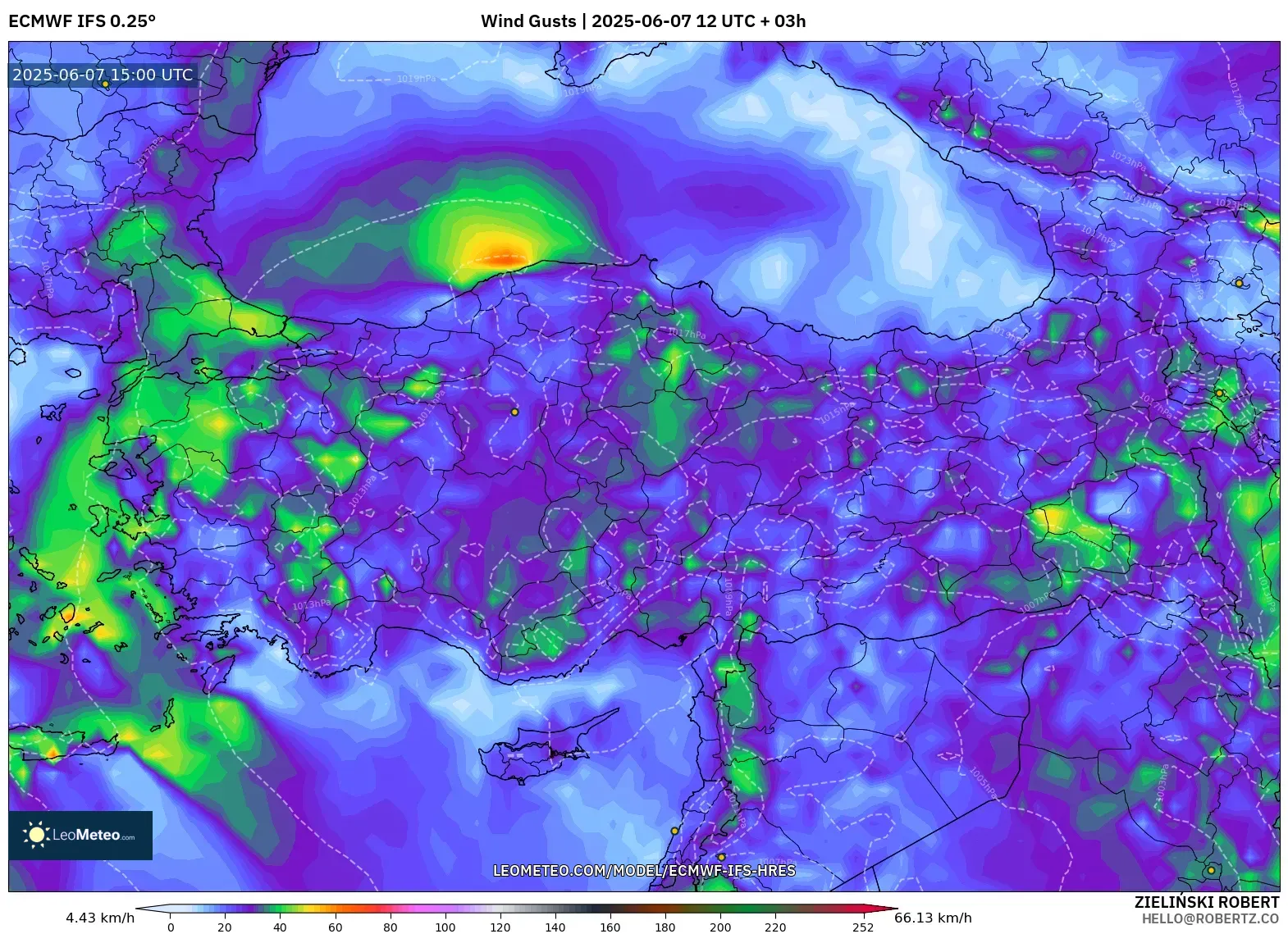 ECMWF IFS 0.25° model - Turki, Hembusan Angin ECMWF IFS 0.25° model - Turki, Hembusan Angin