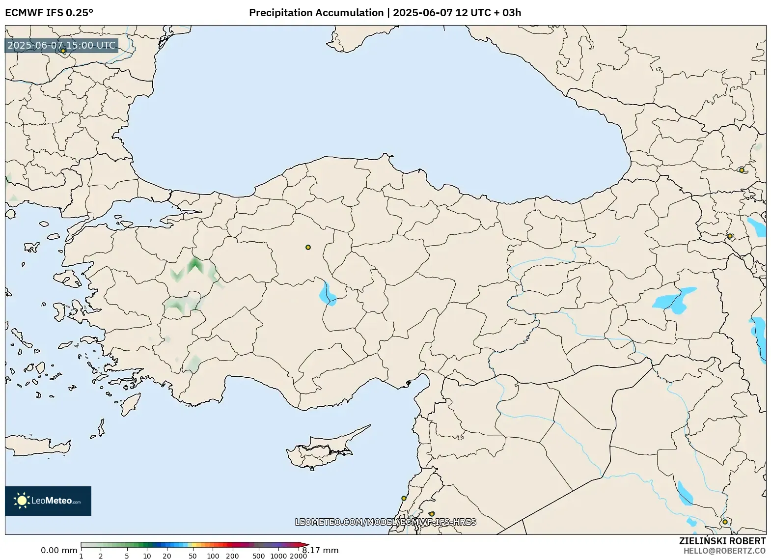 ECMWF IFS 0.25° model - Turki, Akumulasi Curah Hujan ECMWF IFS 0.25° model - Turki, Akumulasi Curah Hujan