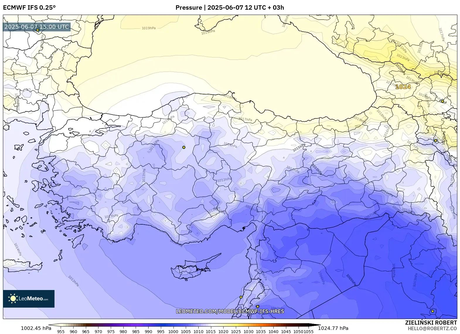 ECMWF IFS 0.25° model - Turki, Tekanan