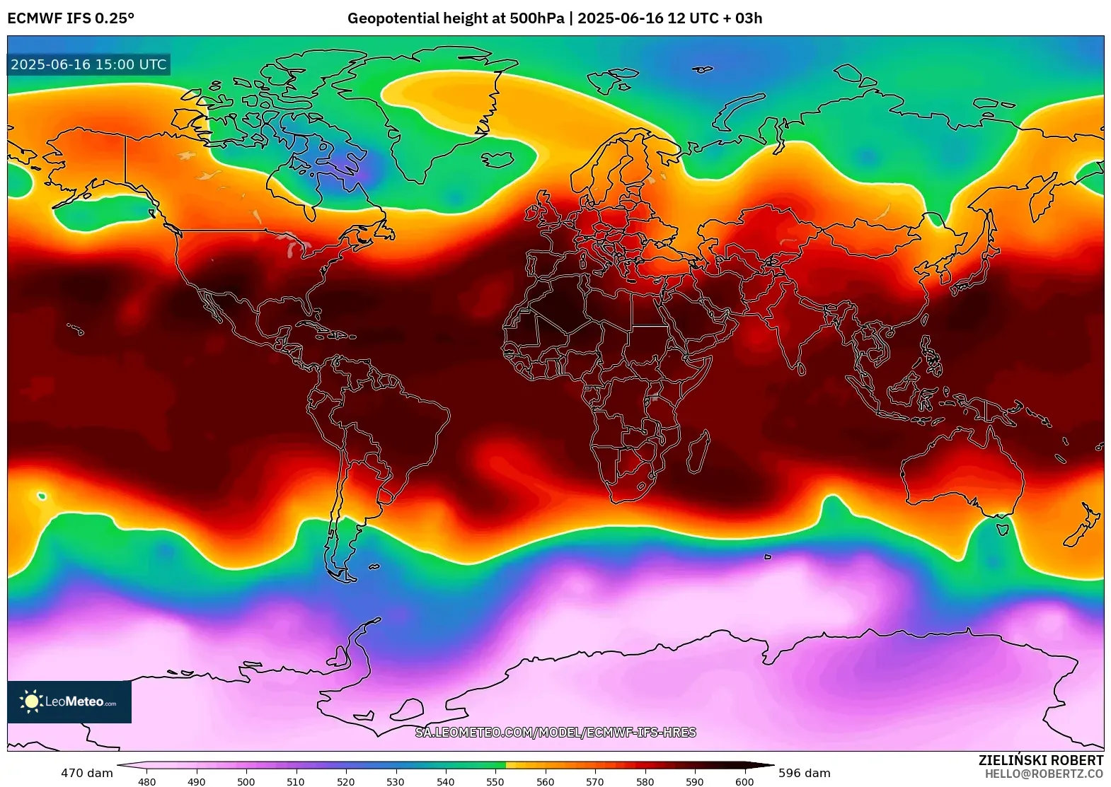 ECMWF IFS 0.25° model - World, Geopotential height at 500hPa ECMWF IFS 0.25° model - World, Geopotential height at 500hPa